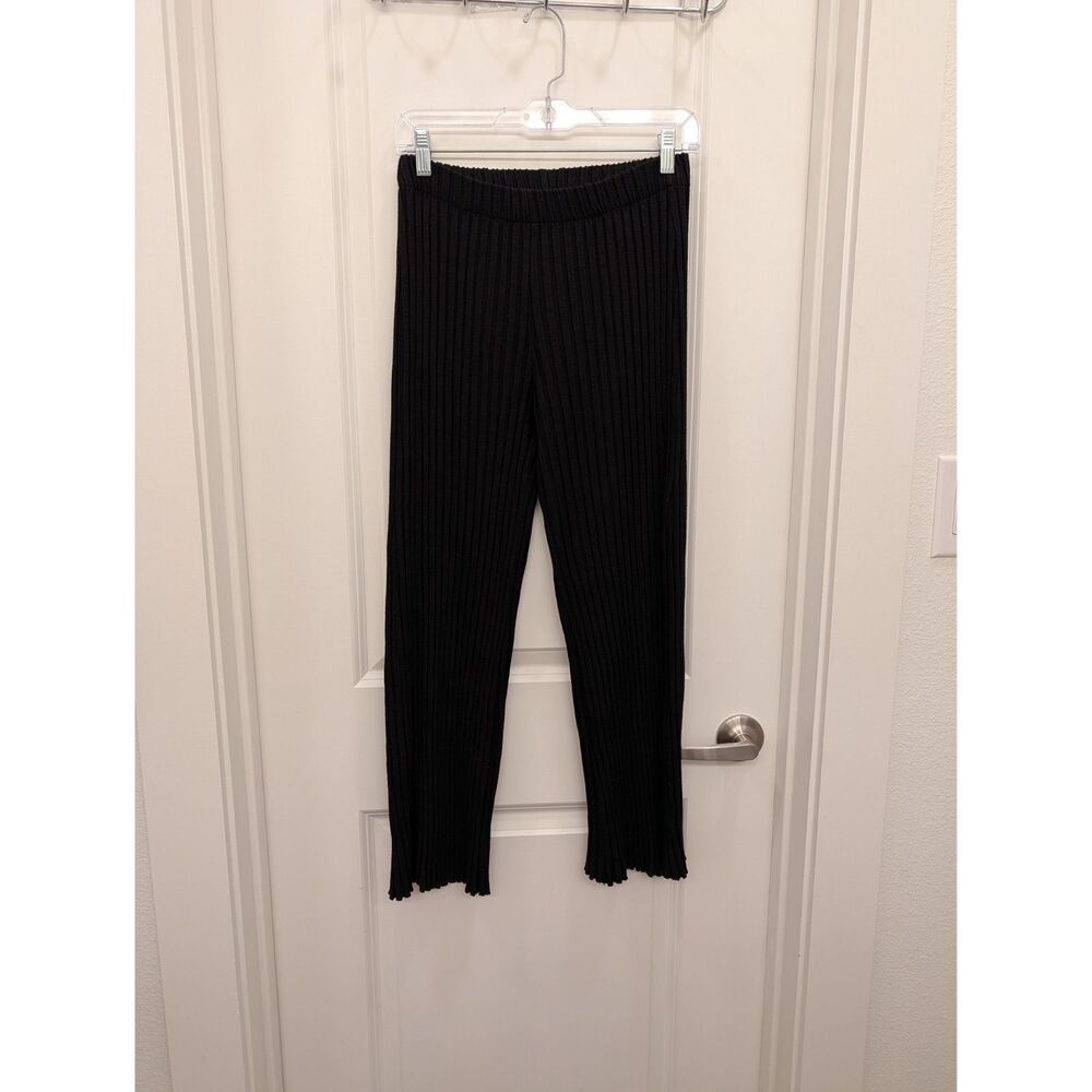 SIMON MILLER Black Ribbed Cyrene Knit Lettuce Edge Pull On Pants Small S FLAW